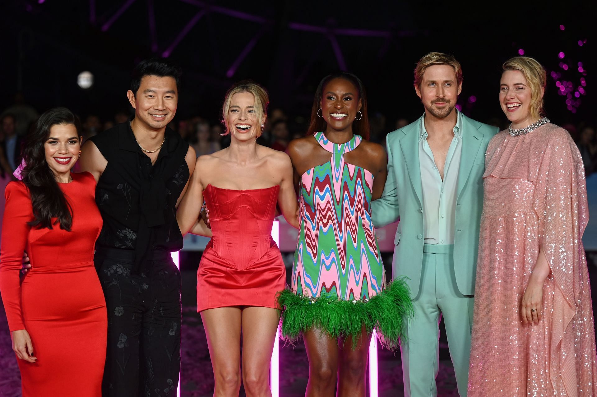 &quot;Barbie&quot; Cast And filmmakers Light Up London Pink To Celebrate European Premiere - Source: Getty