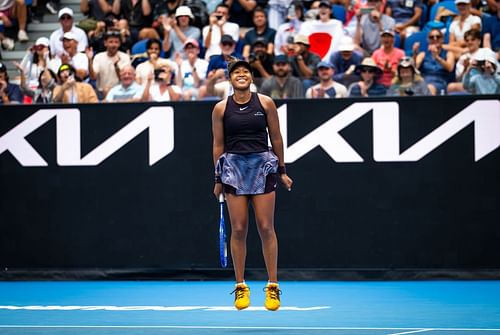 Naomi Osaka after ousting Karolina Muchova at the 2025 Australian Open. (Source: Getty)