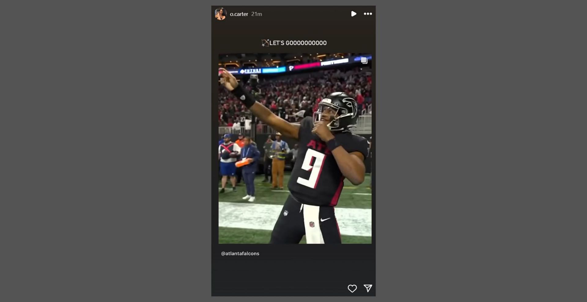 Michael Penix Jr.&#039;s fianc&eacute; Olivia Carter drops 2-word reaction to QB&#039;s TD vs Panthers (Image Souce: instagram.com/o.carter)