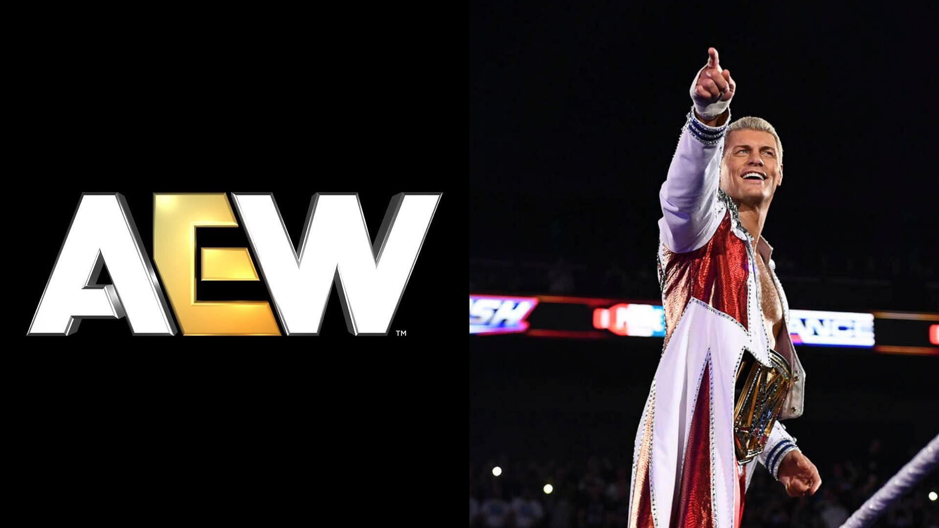 AEW logo (left) and Cody Rhodes (right). (Image credits: AEW Facebook page &amp; wwe.com)