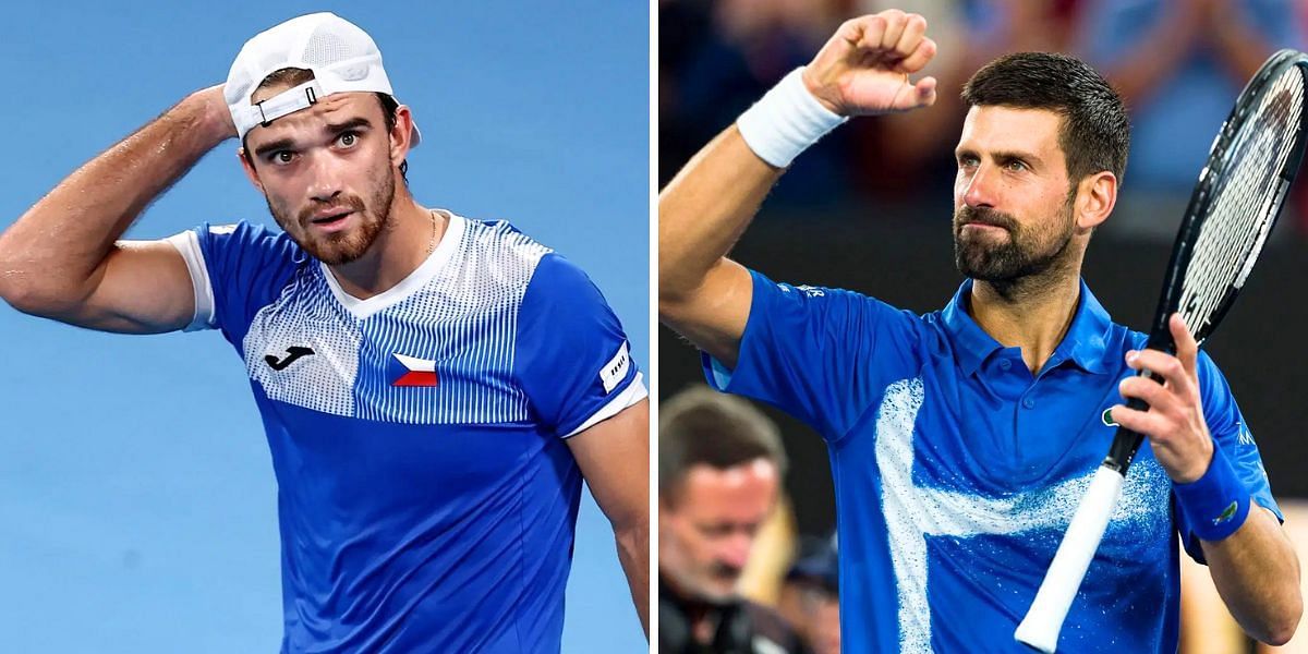 Tomas Machac (L) and Novak Djokovic | Images: Getty