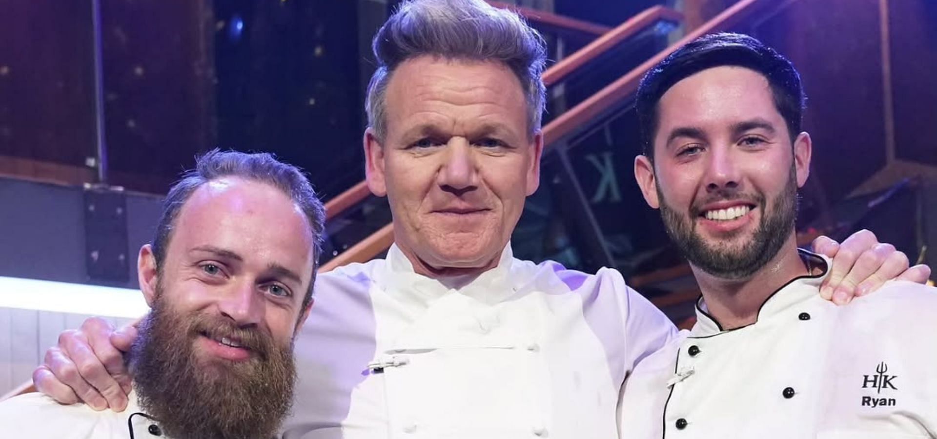 Hell&#039;s Kitchen contestant Ryan with Gordon Ramsay and Jonathan (Image via Instagram/chef_sull)