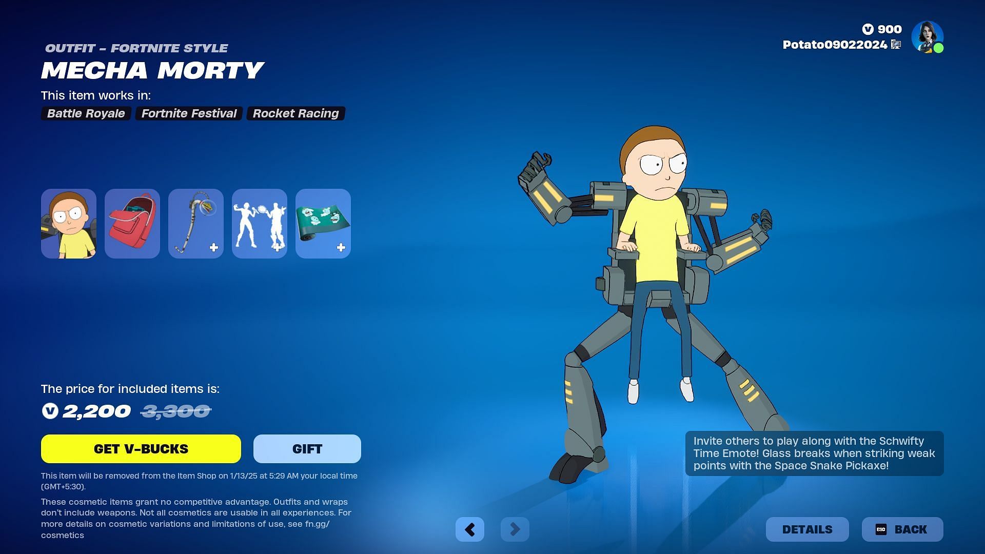 Mecha Morty will remain listed until January 13, 2025 (Image via Epic Games)