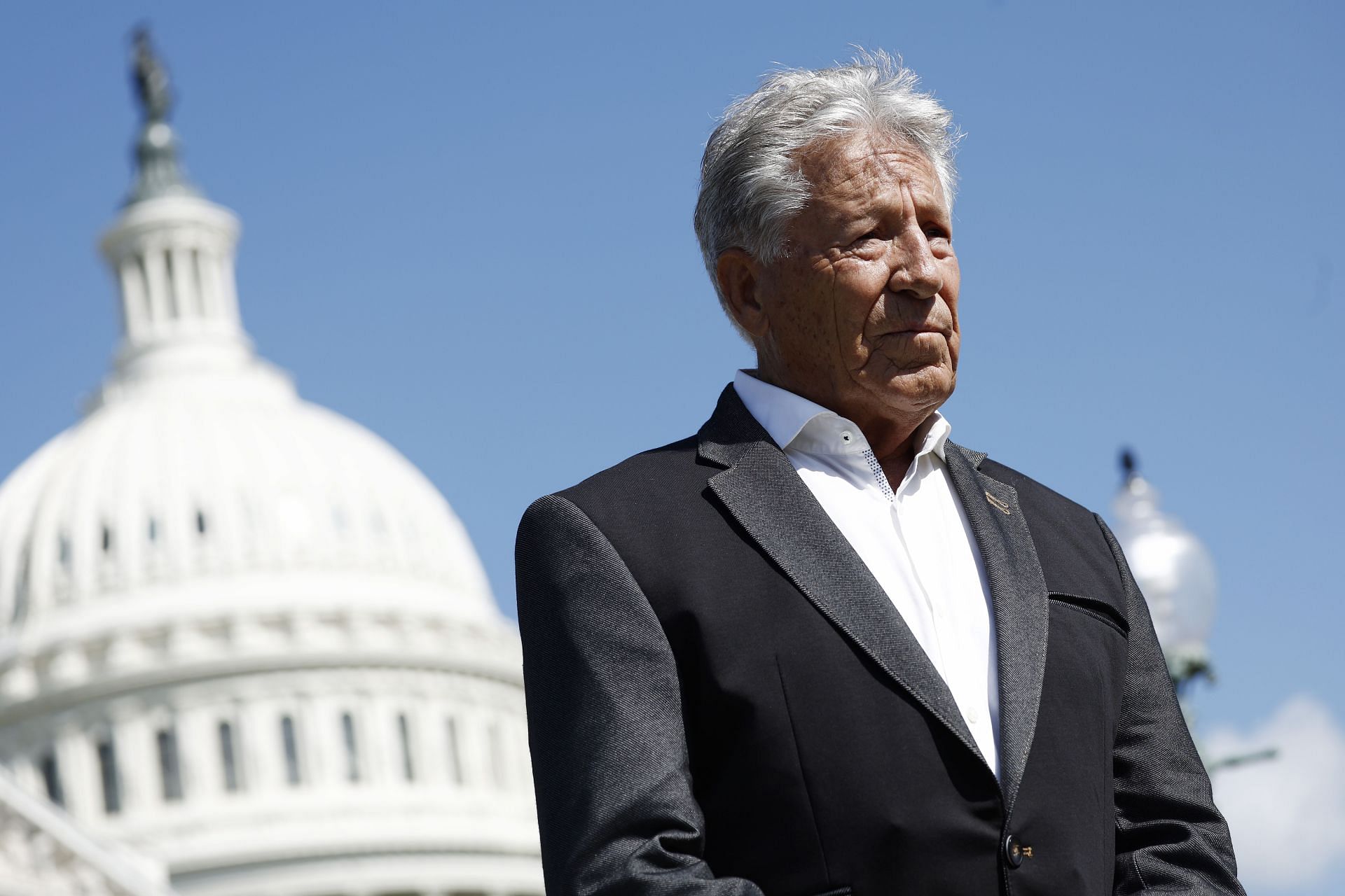 Former Race Car Driver Mario Andretti Joins Rep. John James For Capitol Hill Press Conference - Source: Getty