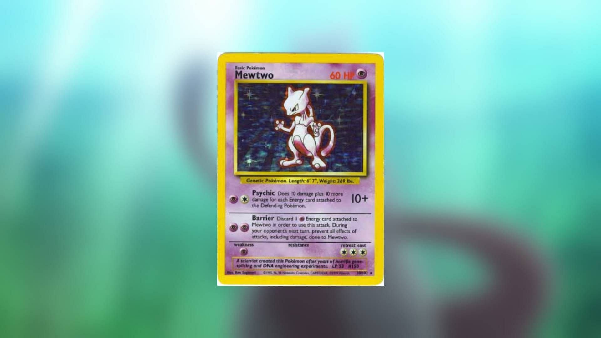 Mewtwo&#039;s original Holo-rare card is one of the rarest and most expensive Mewtwo cards in Pokemon TCG history (Image via The Pokemon Company)