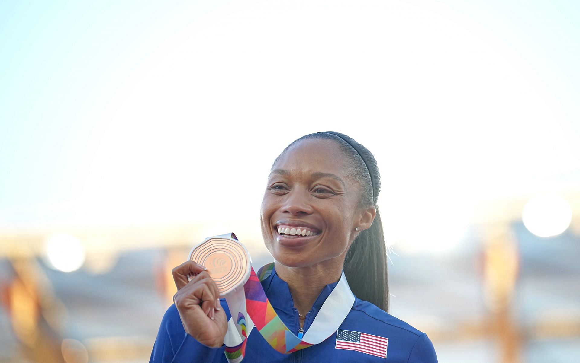 Felix posing with her medal at the World Championship... - (Source: Getty)