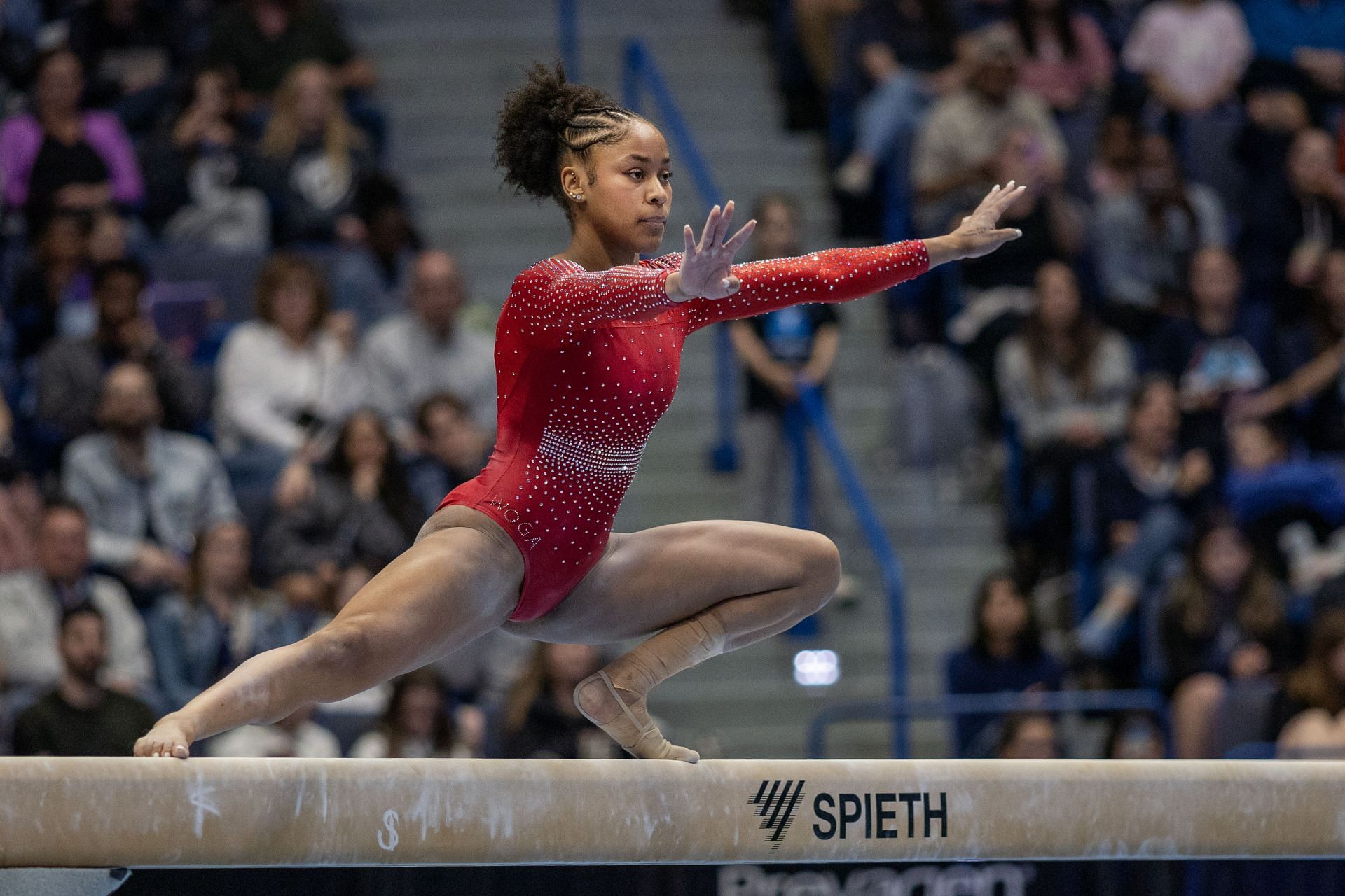 Skye Blakely during the 2024 Core Hydration Gymnastics Classic at the XL Centre, in Hartford, Connecticut. USA. (Photo via Getty Images)