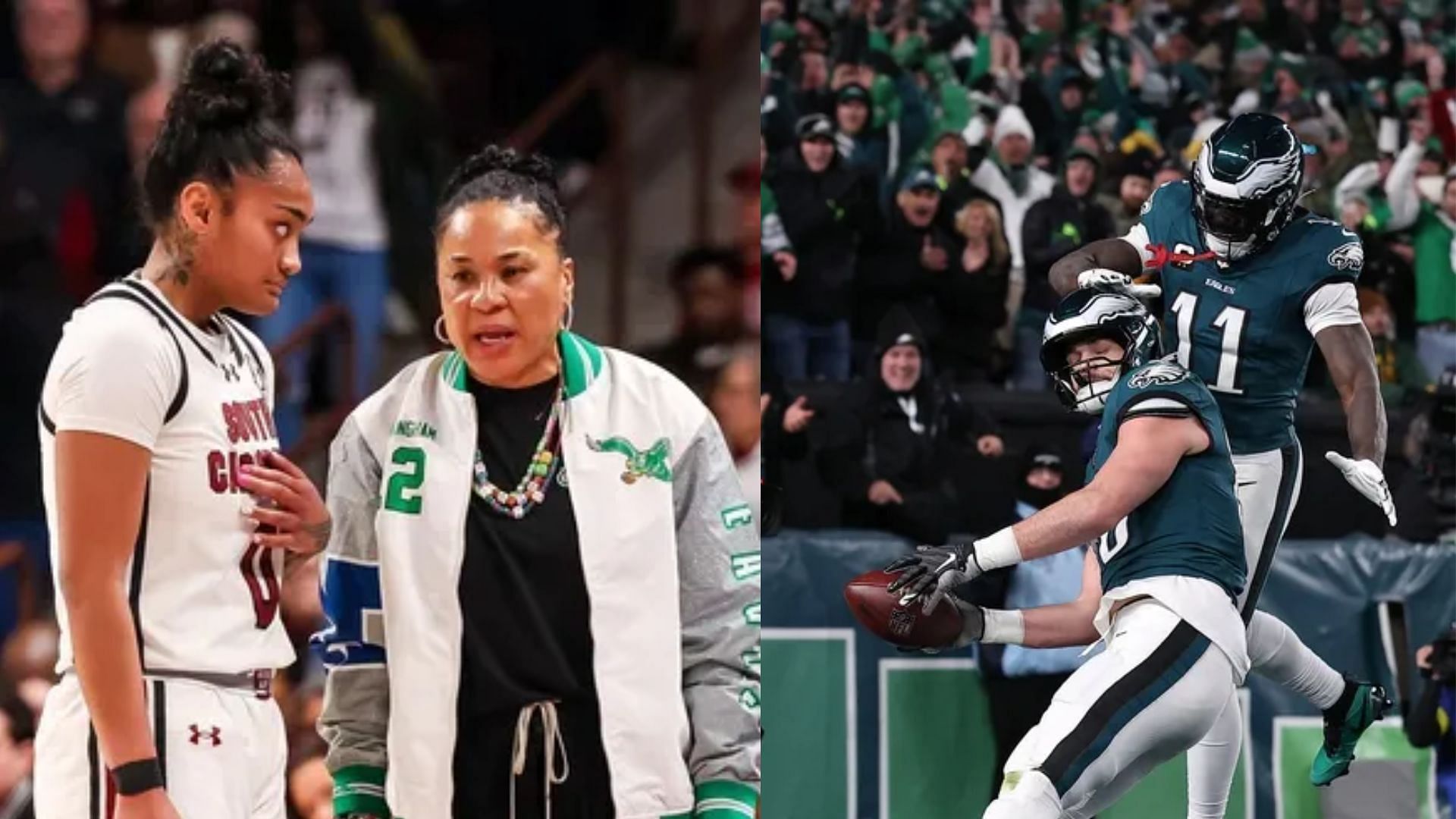 Dawn Staley sends energetic message to Jalen Hurts and co. as she rocks custom Eagles legend Randall Cunningham jacket (Image Source: IMAGN)