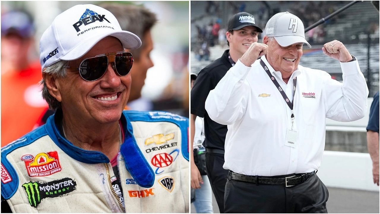 John Force Racing owner/driver John Force (L) and NASCAR team owner Rick Hendrick (R) (Source: Imagn)