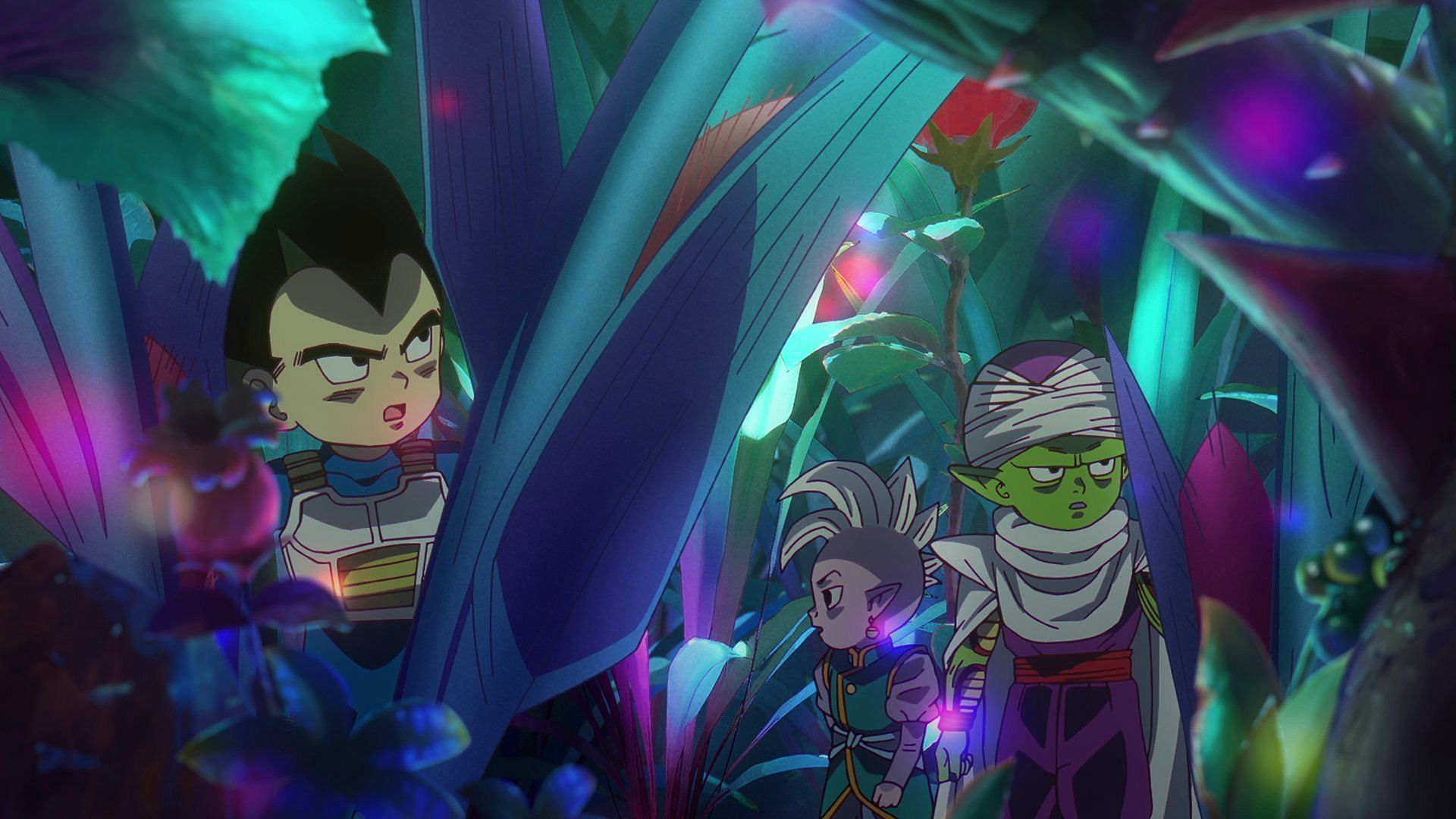 Vegeta, Shin, and Piccolo in the Megas planet (Image via Toei Animation).