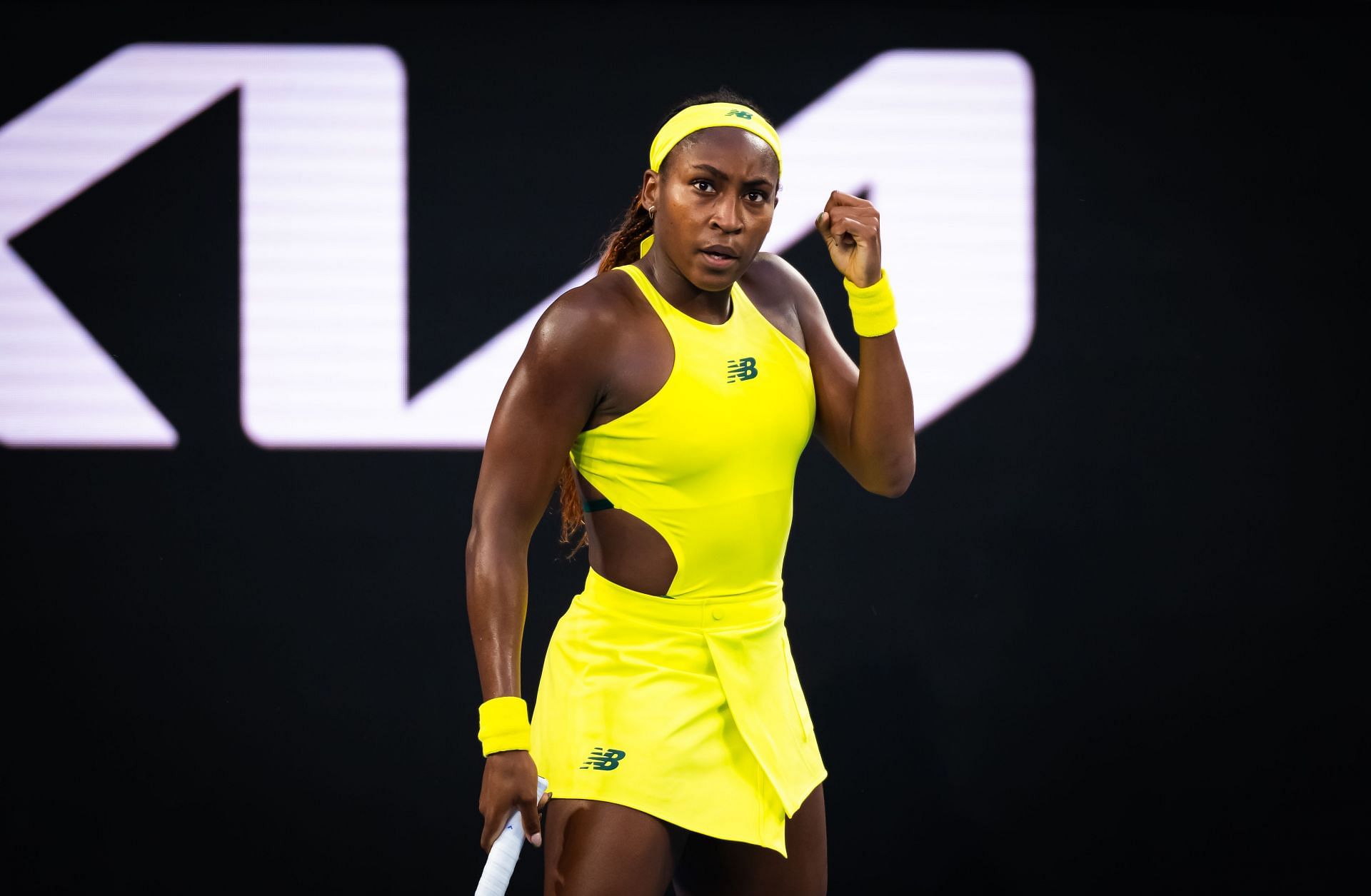 MELBOURNE, AUSTRALIA - JANUARY 17: Coco Gauff of the United States reacts while playing against Leylah Fernandez of Canada in the third round on Day 6 of the 2025 Australian Open at Melbourne Park on January 17, 2025 in Melbourne, Australia (Photo by Robert Prange/Getty Images) - Source: Getty