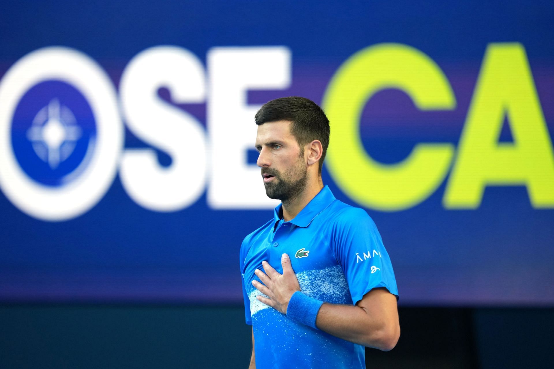 Novak Djokovic at the 2025 Australian Open. (Source: Getty)