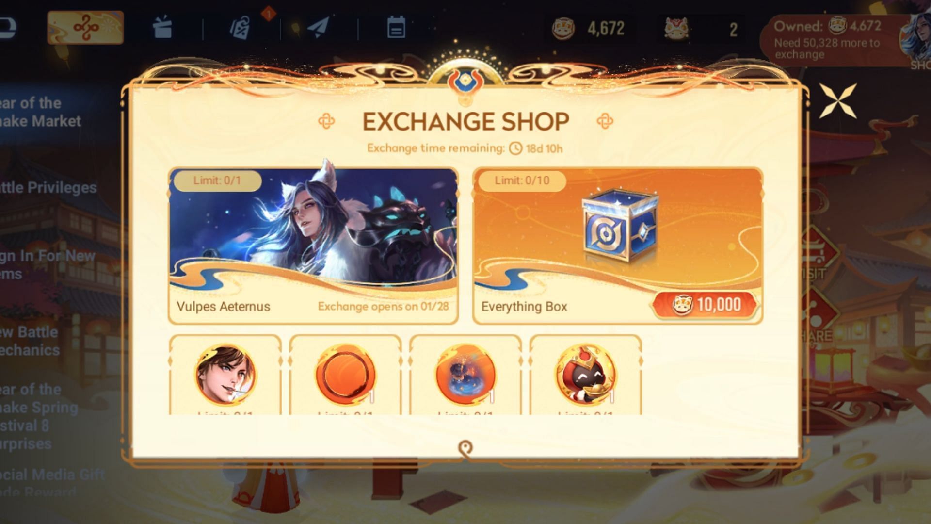 Exchange Snake Coins for free Li Bai Skin at the event shop (Image via Level Infinite)