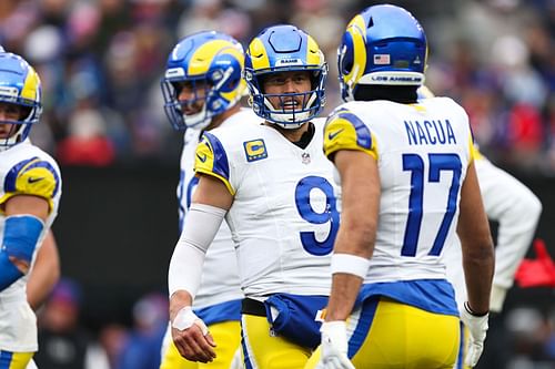 Matthew Stafford, left, Puka Nacua, right, during Los Angeles Rams v New York Giants - Source: Getty