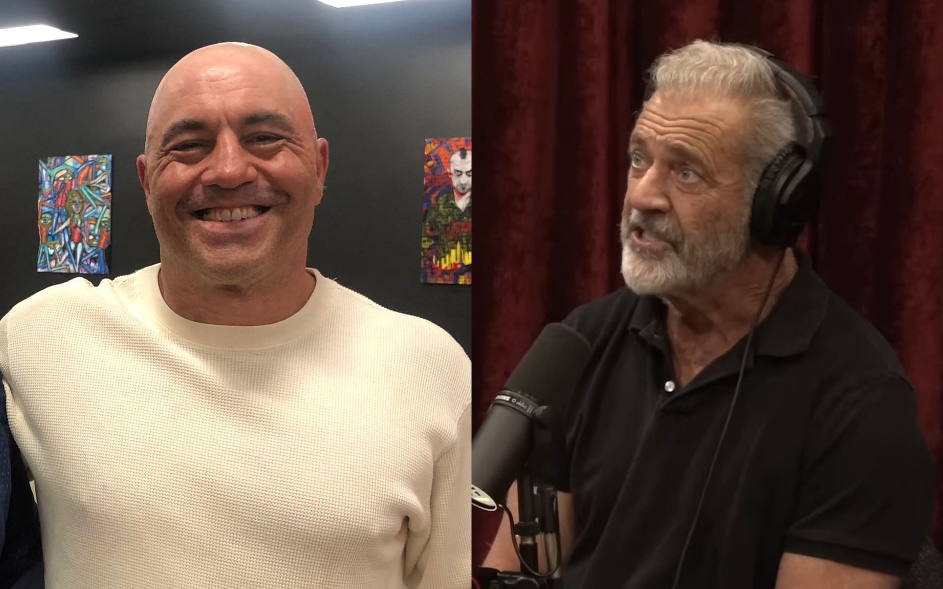 Joe Rogan (left) and Mel Gibson (right) discussed climate change. [Images courtesy: @joerogan on X and @PowerfulJRE on YouTube]