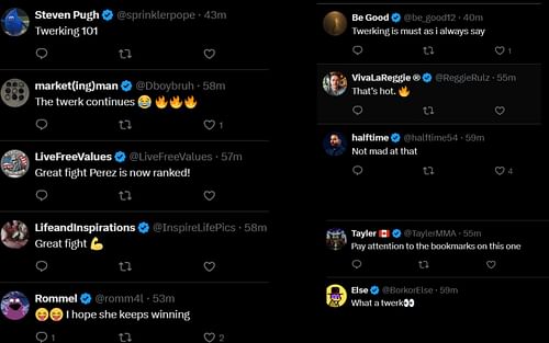 Fans react to Ailin Perez's celebration video after UFC 311 win. [Screenshots courtesy: @ufc on X]