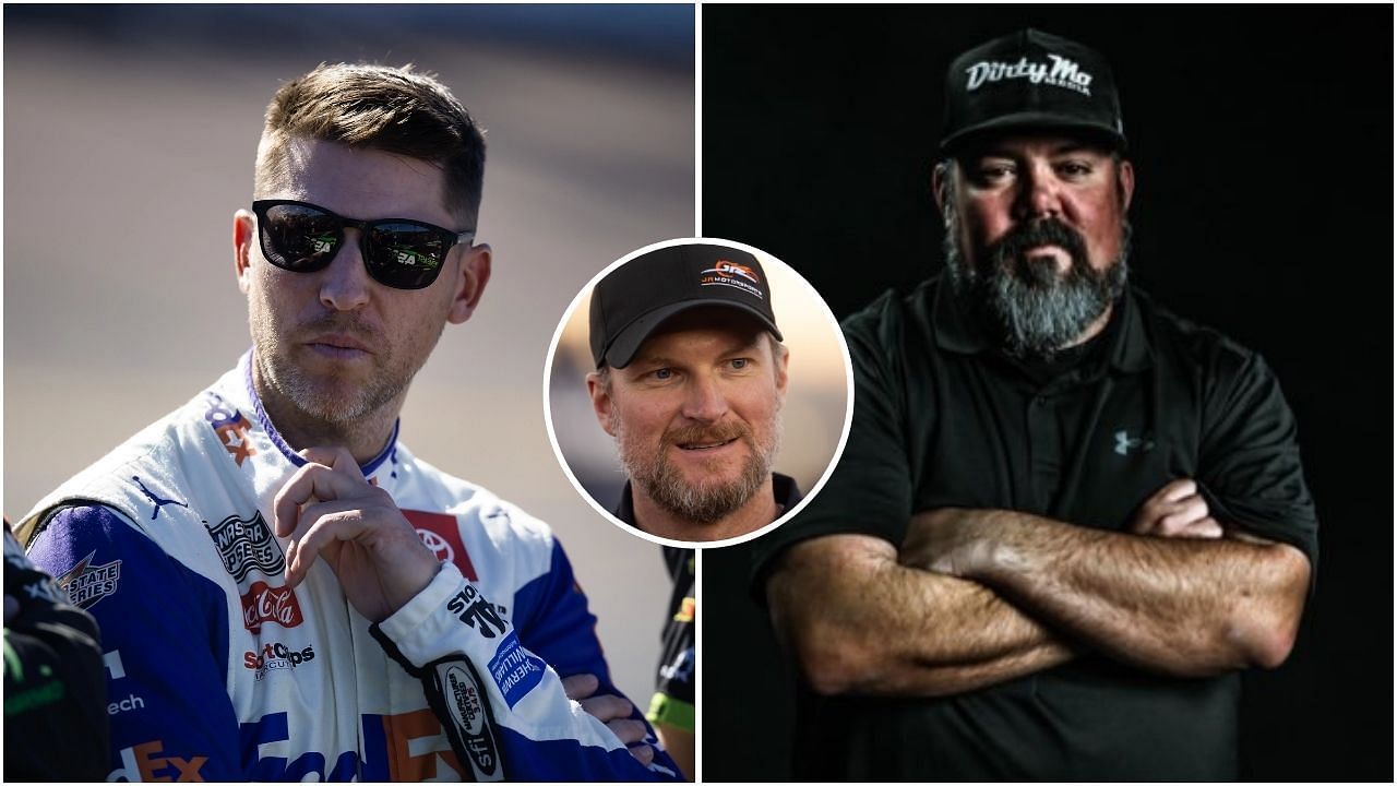 Denny Hamlin and Bubba Wallace spotter react as Dale Jr.&rsquo;s employee gets featured during Ohio State broadcast (Images from @FreddieKraft on X and Imagn)