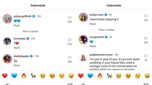 Washington quarterback Jayden Daniels and UConn players reacted to Paige Bueckers' post on Instagram. Source: Instagram/@paigebueckers