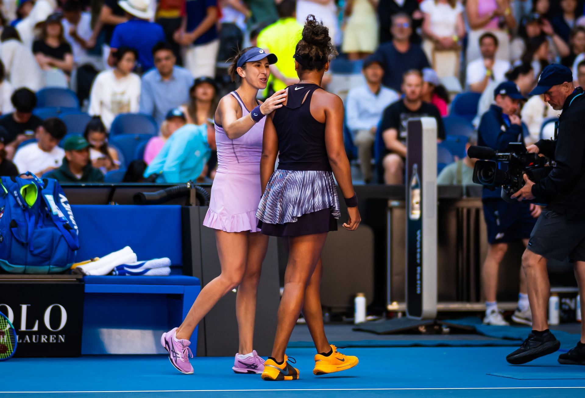 Belinda Bencic and Naomi Osaka at the 2025 Australian Open. (Source: Getty)