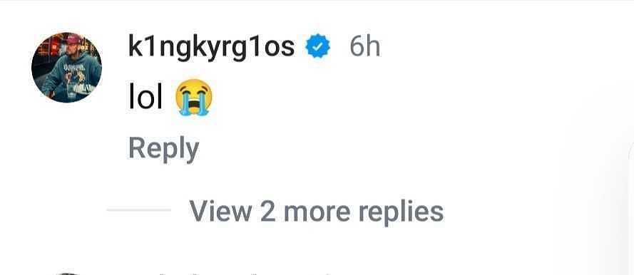 Nick Kyrgios&#039;s comment on Sportskeeda tennis post (Image via Instagram/@sportskeeda_tennis)