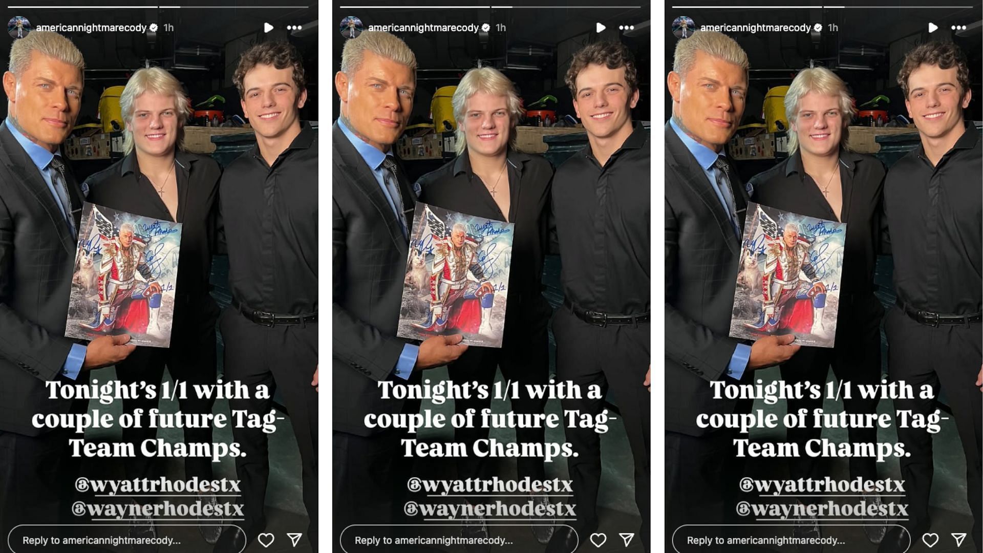 The American Nightmare Rhodes shared a photo with his nephews ahead of SmackDown [Image credit: Screenshot of Rhodes&#039; Instagram story]