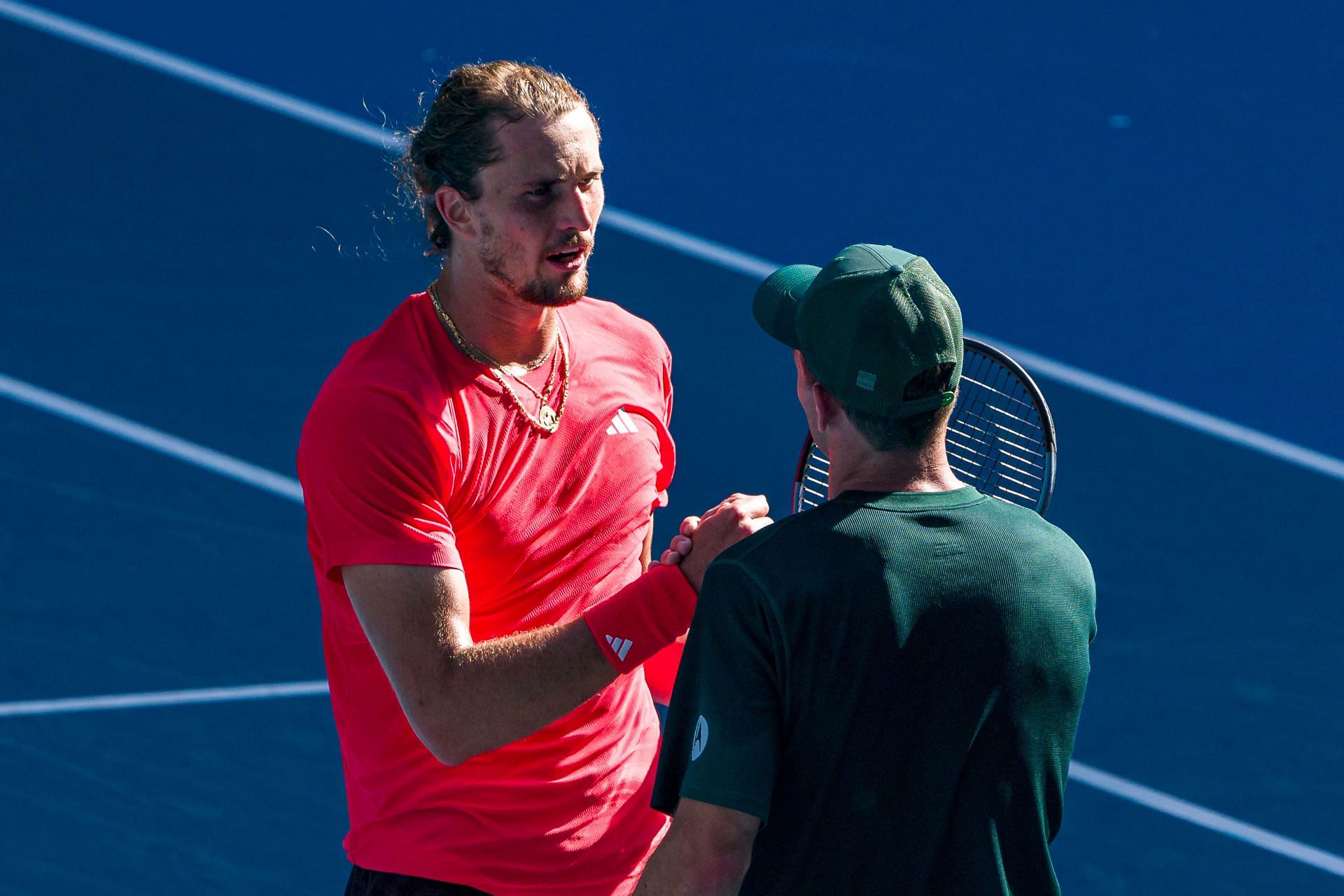 Alexander Zverev greets Tommy Paul after their Australian Open QF match