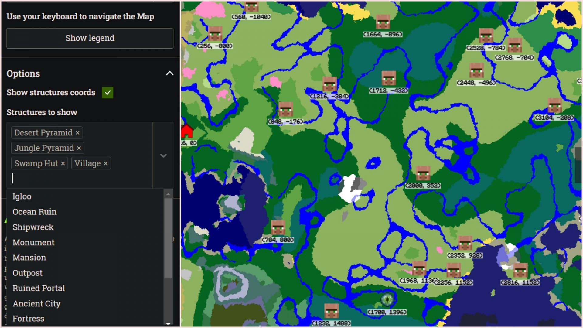 You can find structures using the Seed Map (Image via Sportskeeda)