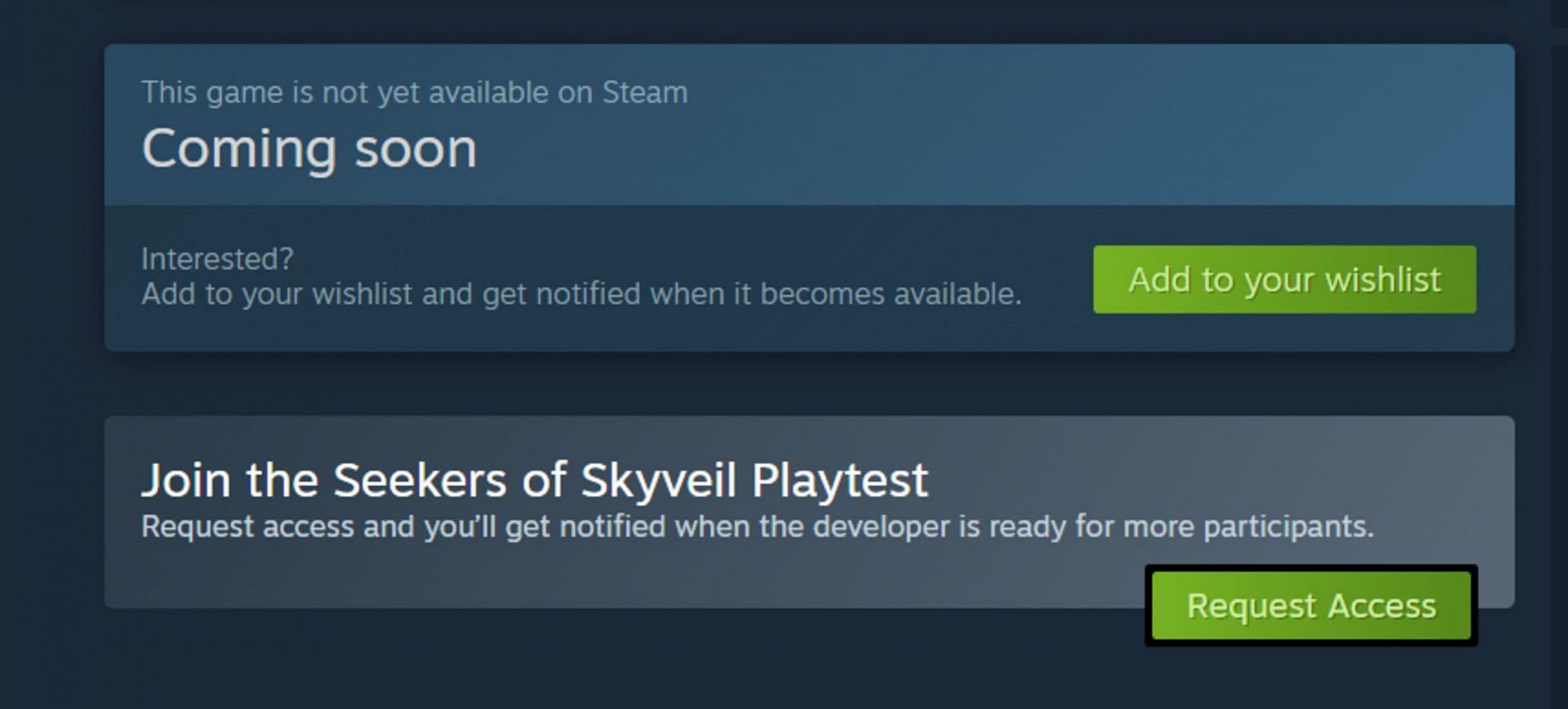 Press the request access button on the game&#039;s Steam page (Image via Steam)