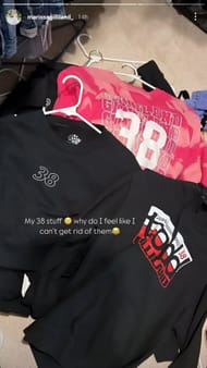 Marissa Gilliland's Instagram story of their #38 themed merchandise - Source: via @marissagilliland_ on Instagram