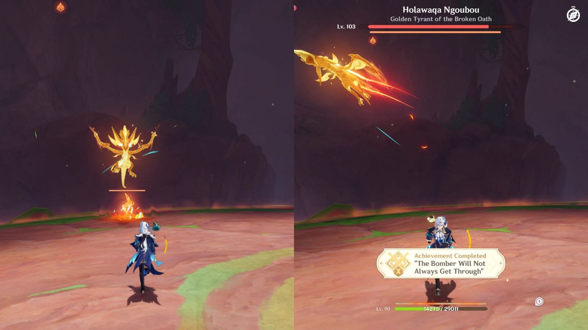 Destroy the Flamewind Feathers twice to get the achievement (Image via HoYoverse)