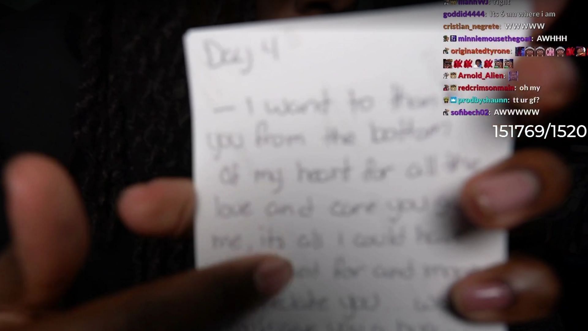 An excerpt of Gabrielle Alayah&#039;s message to Kai Cenat (Images via KaiCenat/Twitch)