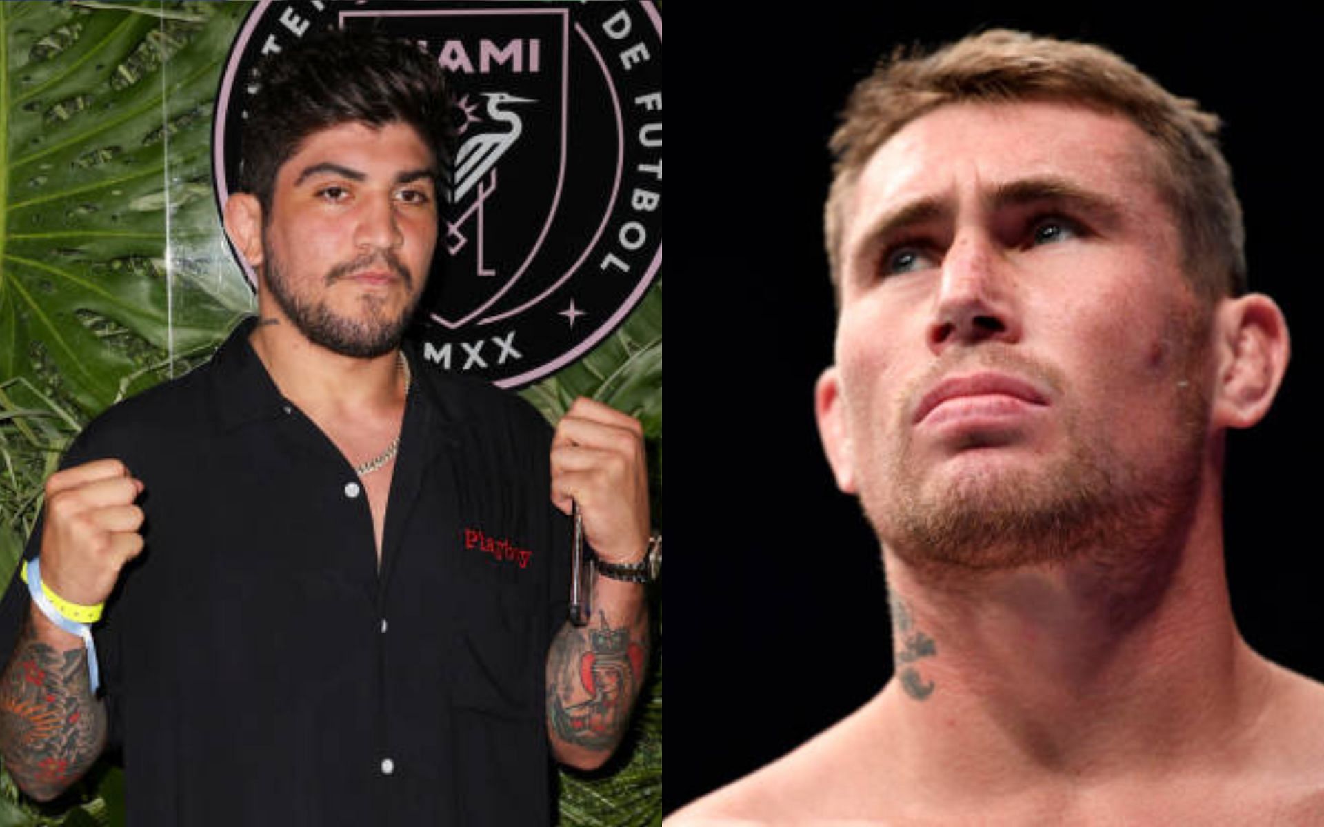 Dillon Danis (left) exchanges words with Darren Till (right) [Image credits: Getty Images]