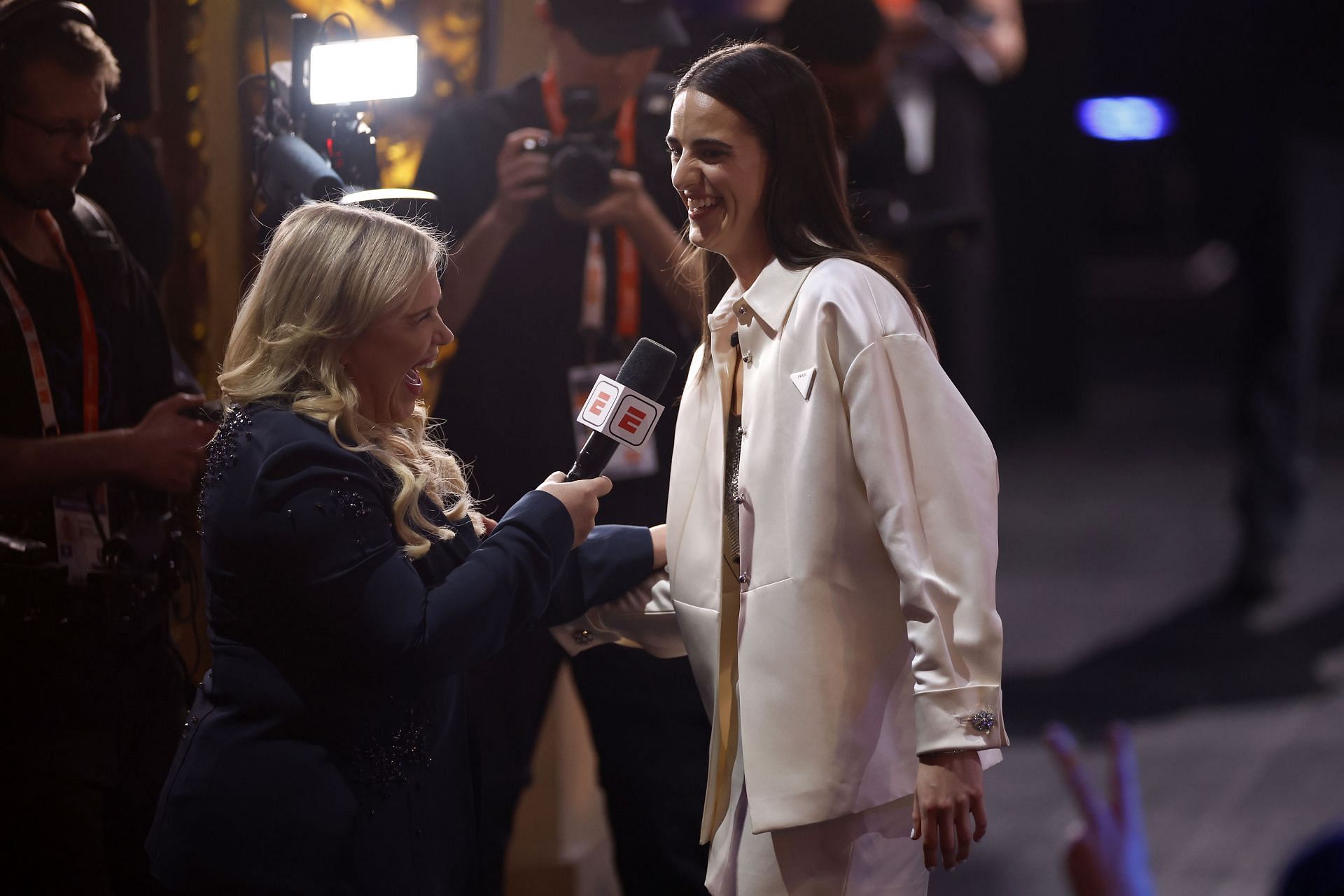 Caitlin Clark celebrating her selection as the #1 pick in the 2024 WNBA Draft - Source: Getty