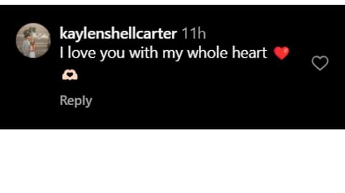 Kaylen's reaction on Carter's post