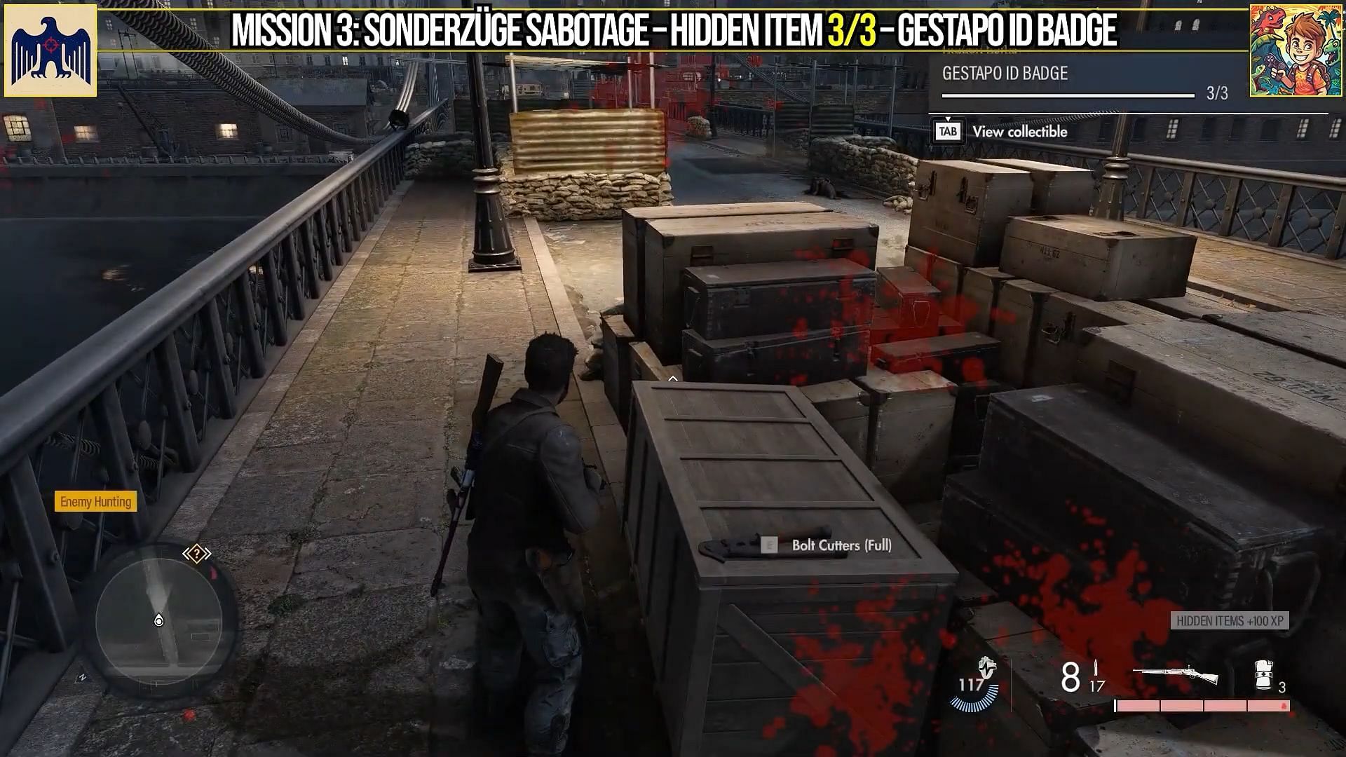 Gestapo ID badge location (Image via YT@Game Guides Channel/Rebellion)