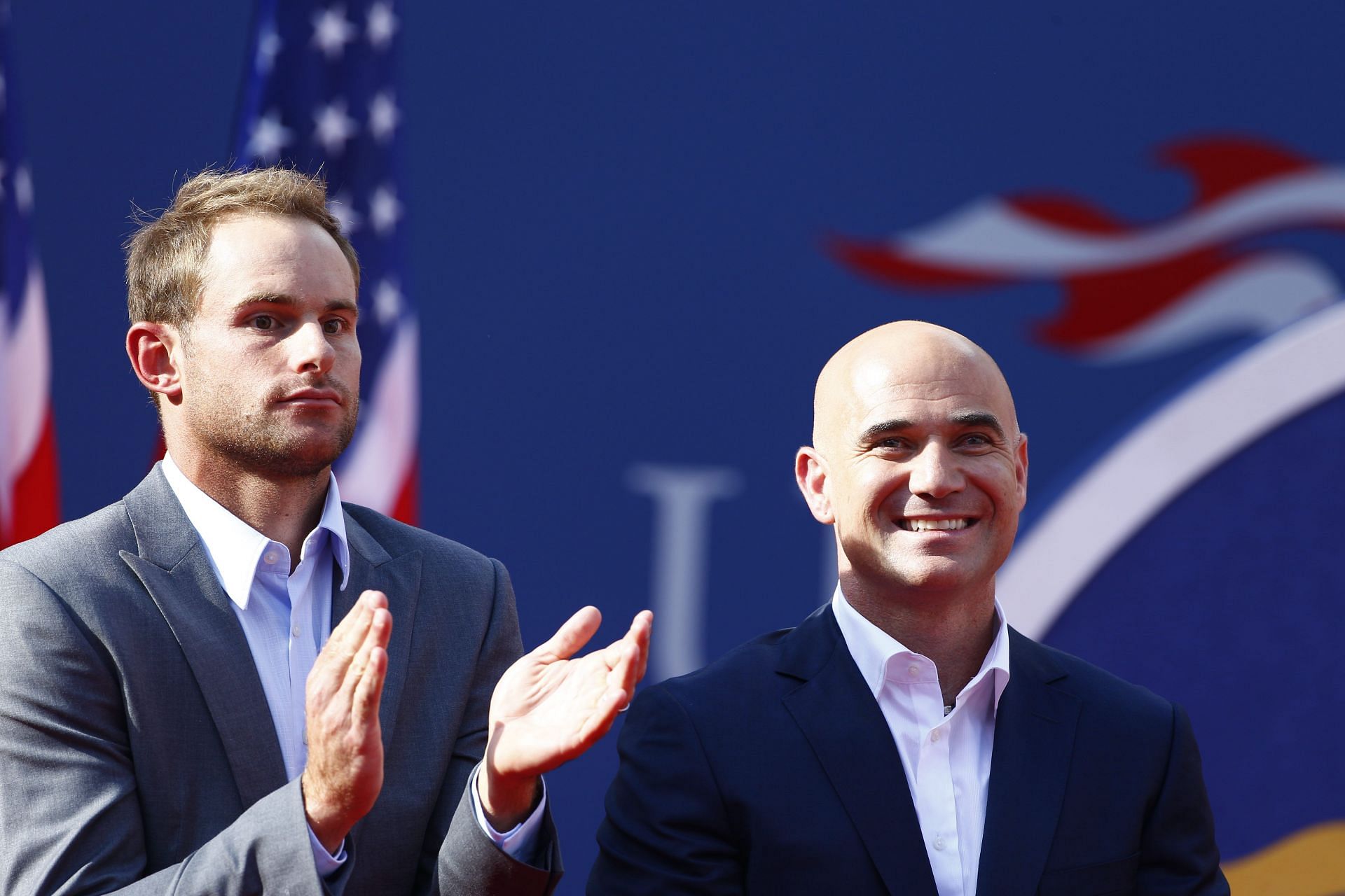 US Open Tennis Tournament, Flushing, New York. USA - Andre Agassi and Andy Roddick (Source: Getty)