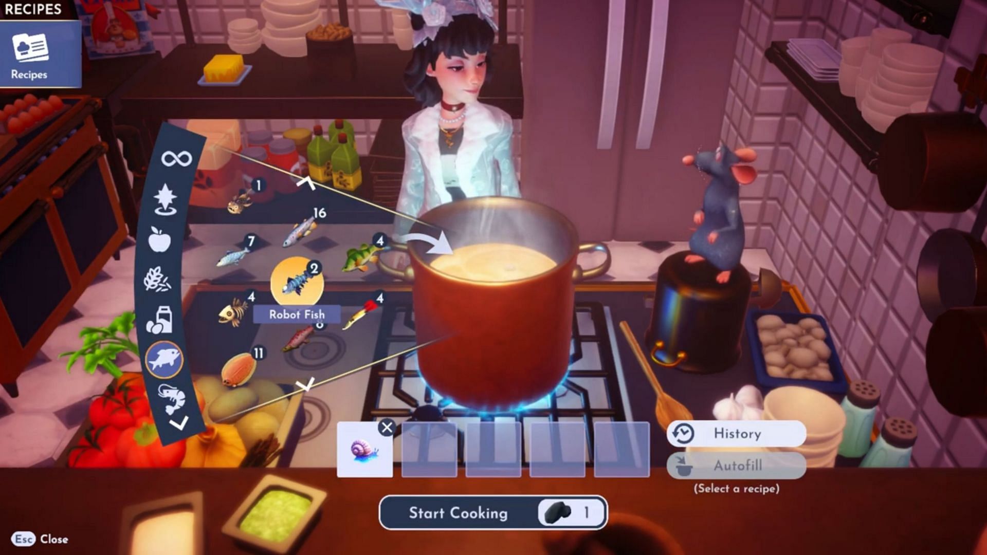 Put all the ingredients into a cooking pot to make Best Fish Forever (Image via Gameloft)