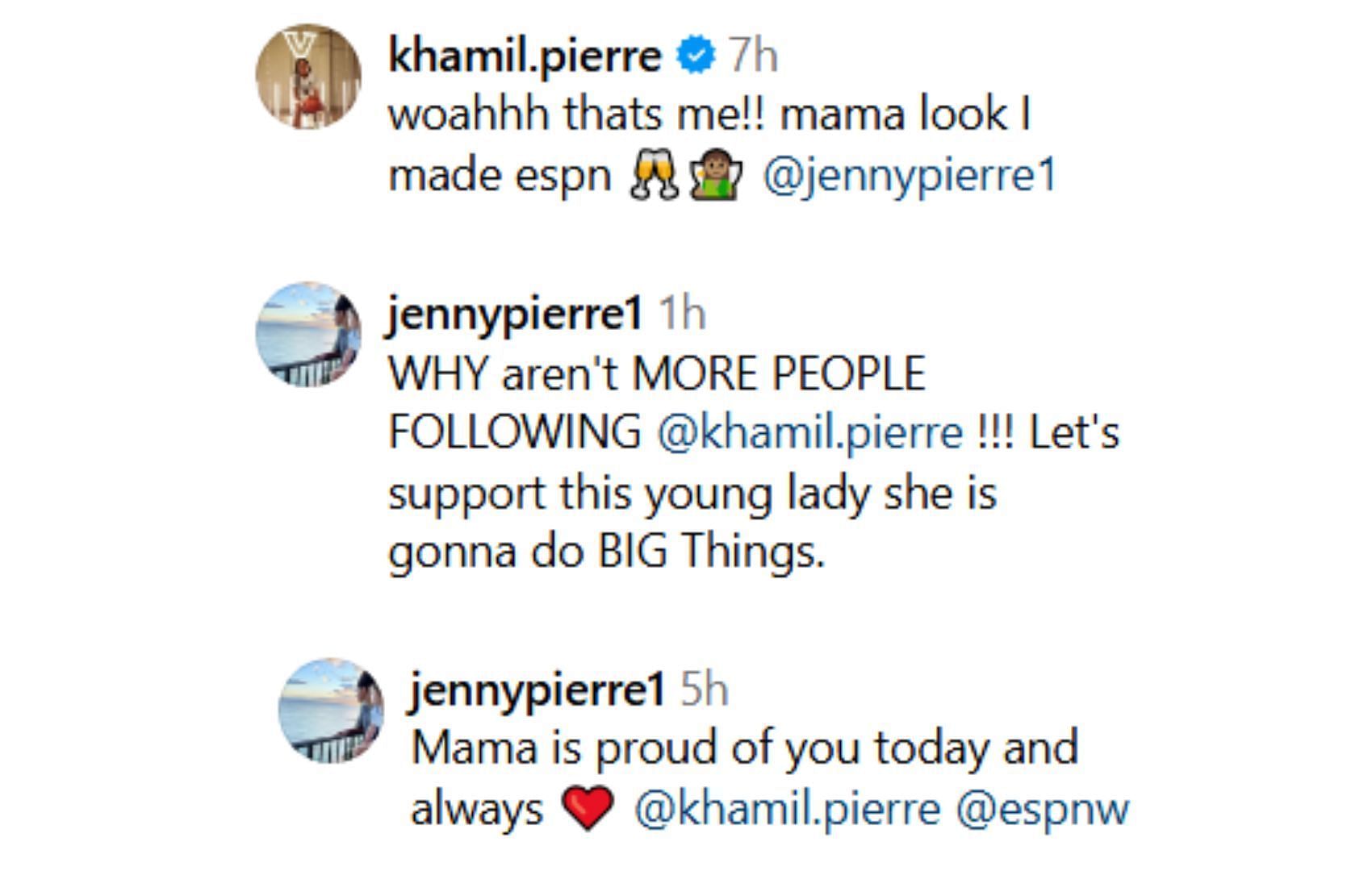 Jenny Pierre and Khamil Pierre share a heartfelt moment on ESPN&#039;s post | via @espnw/ig