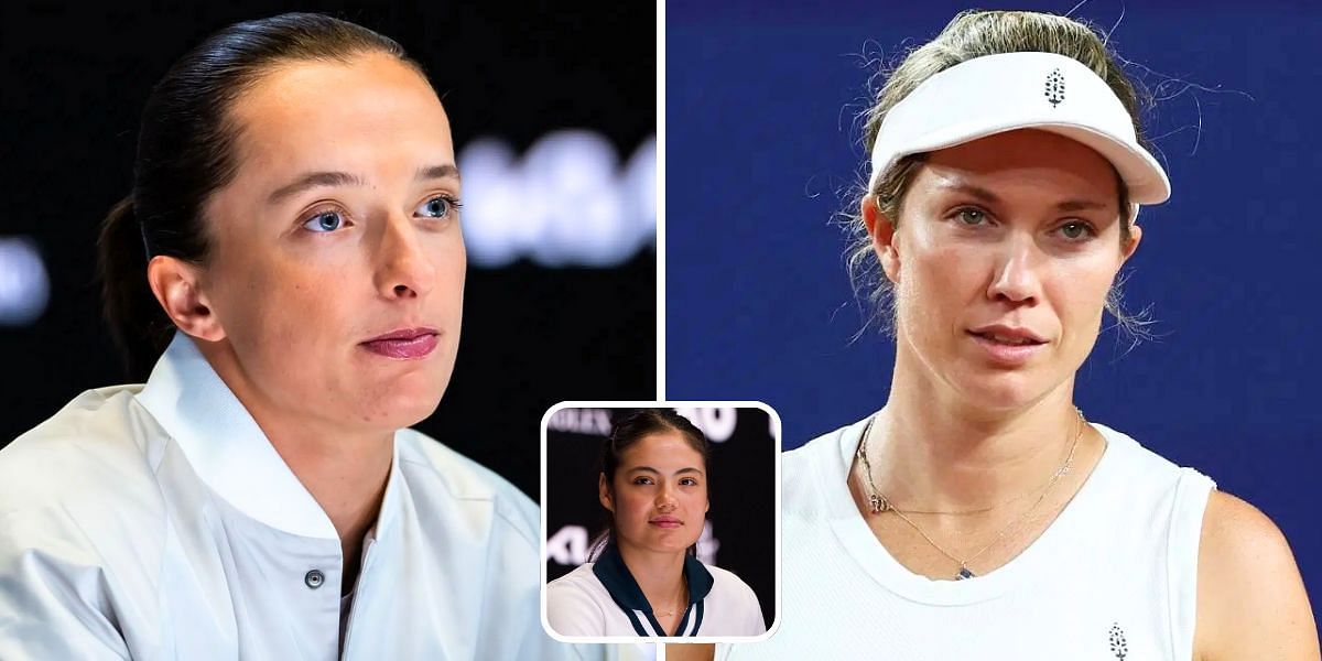 Iga Swiatek (L), Emma Raducanu (R) and Danielle Collins | Images: Getty