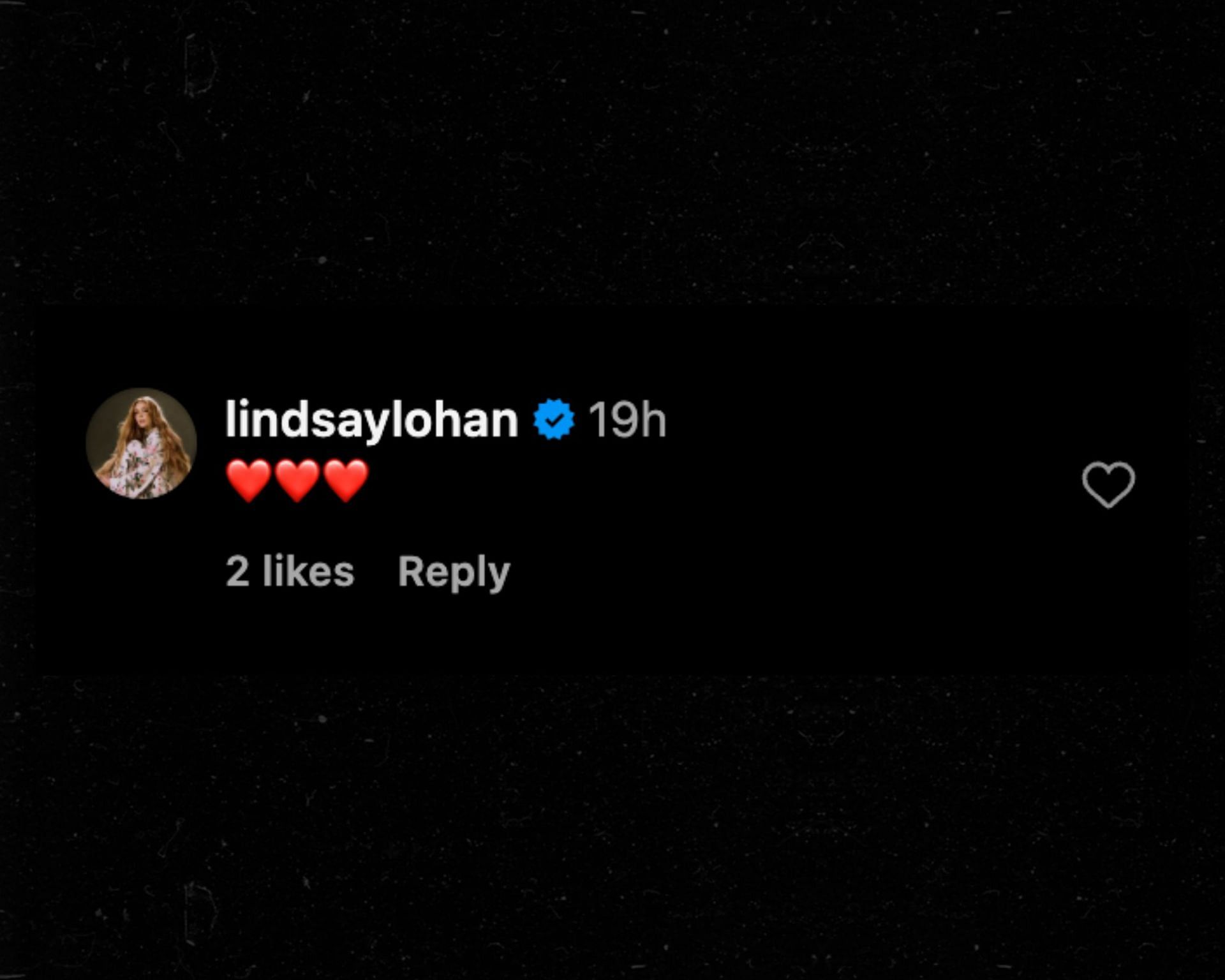 Lindsay Lohan&#039;s comment on Ayesha Curry&#039;s Instagram post. (Credits: Instagram/@ayeshacurry)