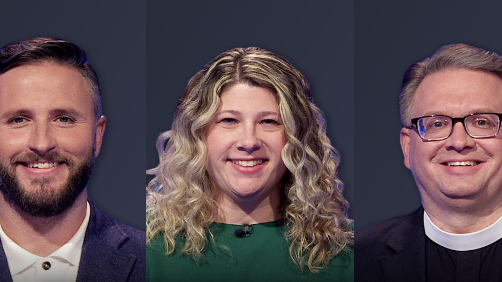 The three contestants from Jeopardy! (Image via jeopardy.com)