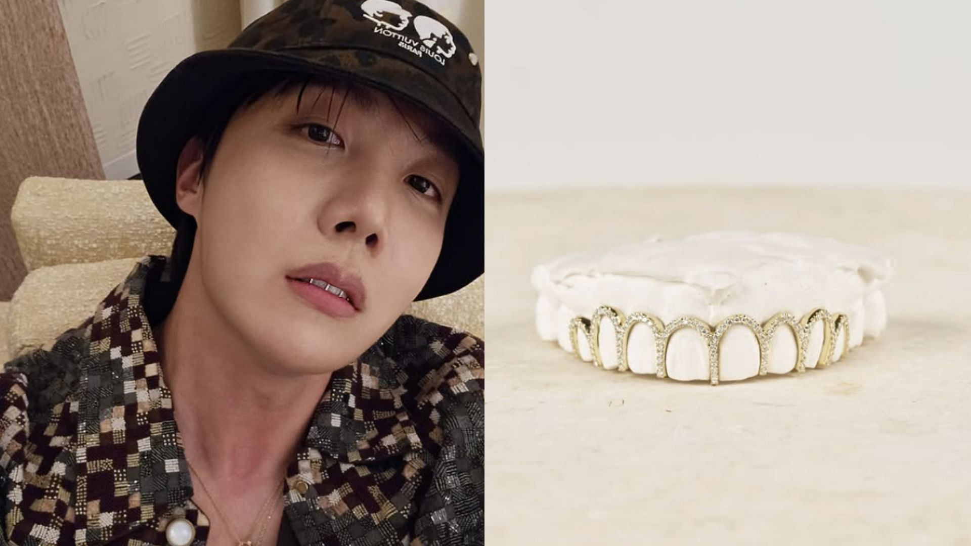 BTS&rsquo; j-hope showcases his custom-made grillz at the Louis Vuitton FW25 fashion show