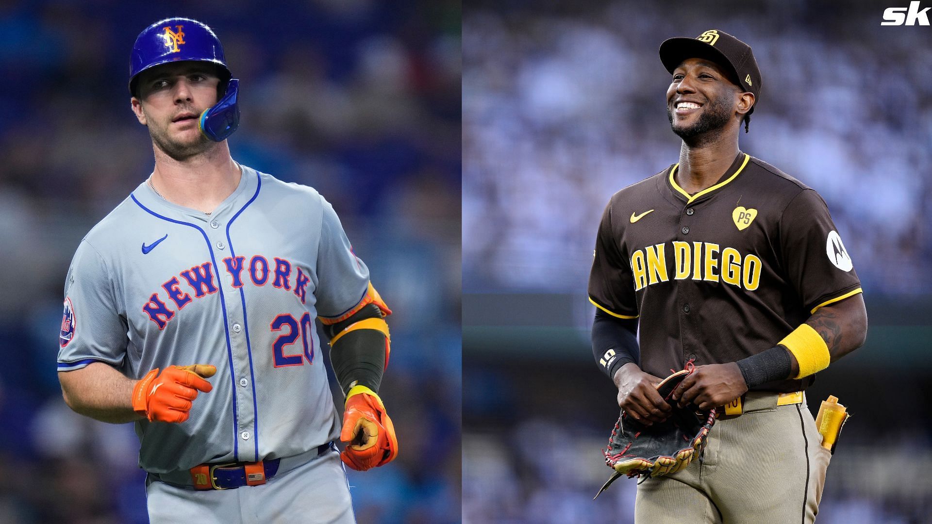 Jurickson Profar of the San Diego Padres walks across the field in the third inning against the Los Angeles Dodgers during Game Two of the Division Series at Dodger Stadium (Source: Getty)