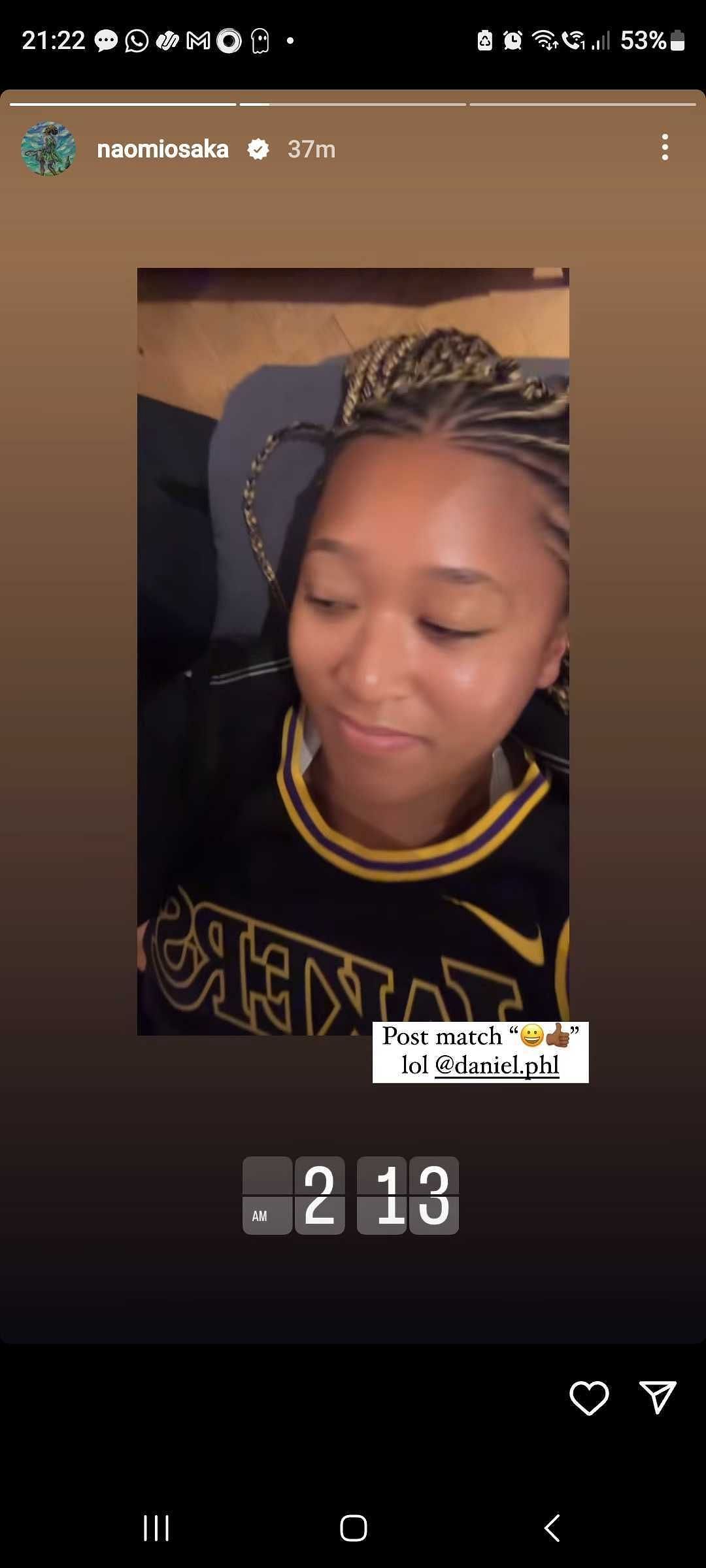 Naomi Osaka shares a video on Instagram after beating Caroline Garcia at the Australian Open