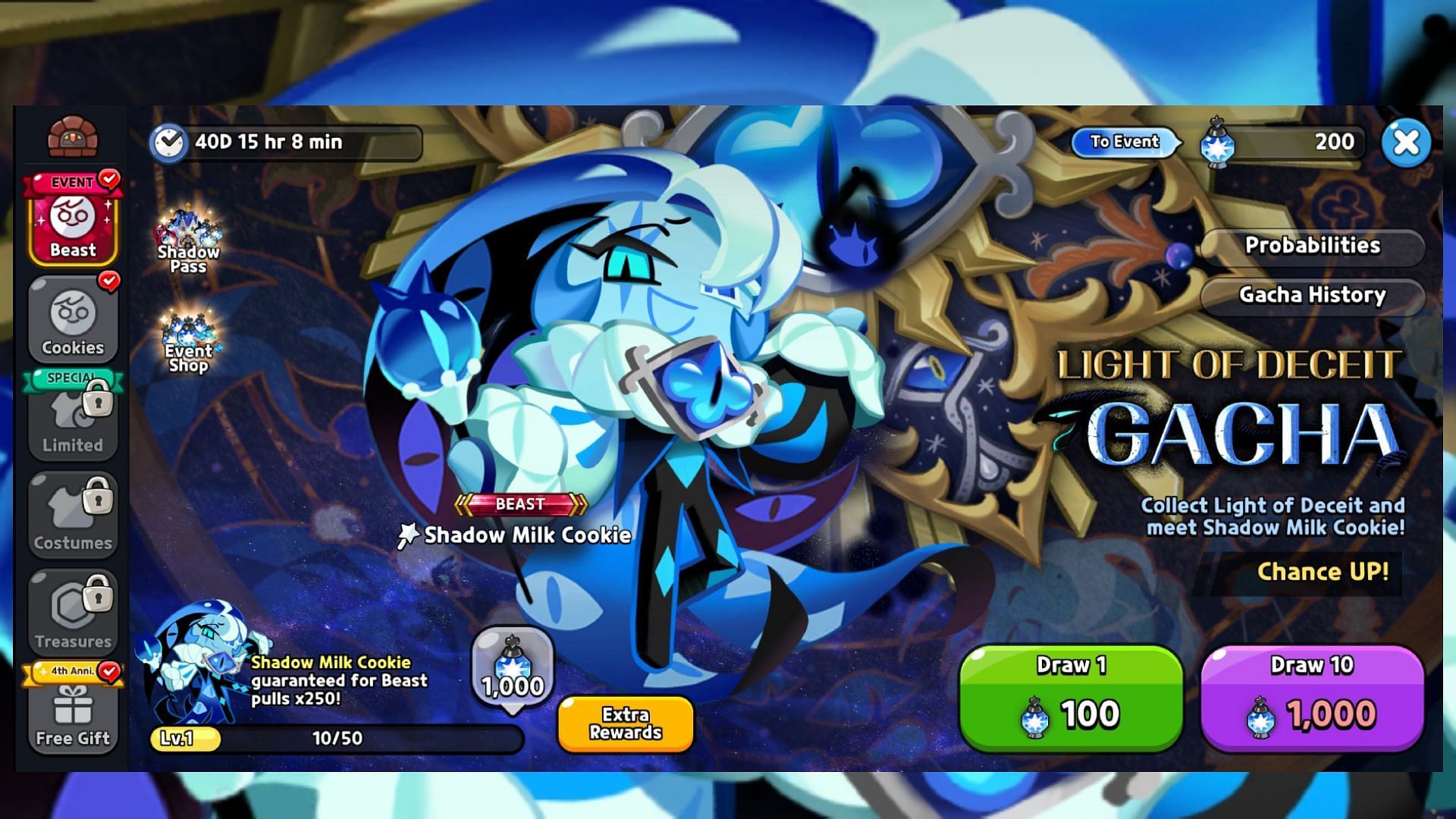 Cookie Run Kingdom Shadow Milk Cookie banner (Image via Devisisters)