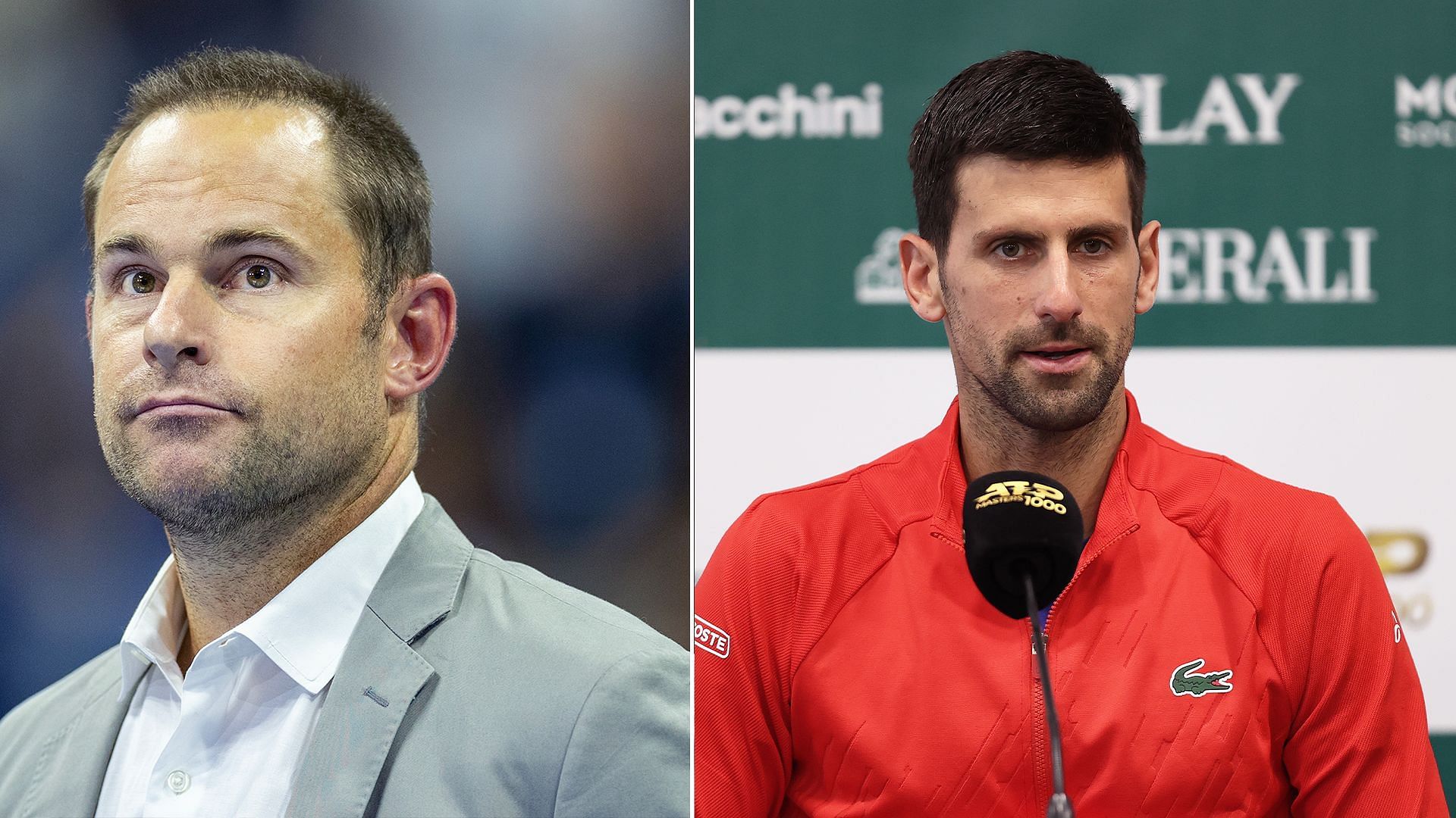 Andy Roddick and Novak Djokovic. Source: Getty