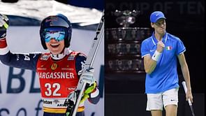 Lindsey Vonn reacts as Jannik Sinner names her as the best skier among Alberto Tomba, Mikaela Shiffrin, and others