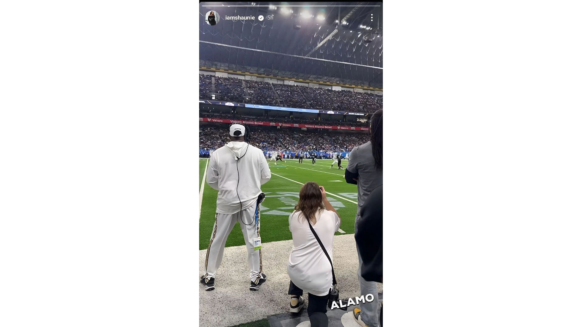 Shaunie Henderson shares a photo from the Colorado Buffaloes sidelines during the Alamo Bowl. Photo Credit: Shaunie Henderson&#039;s IG account