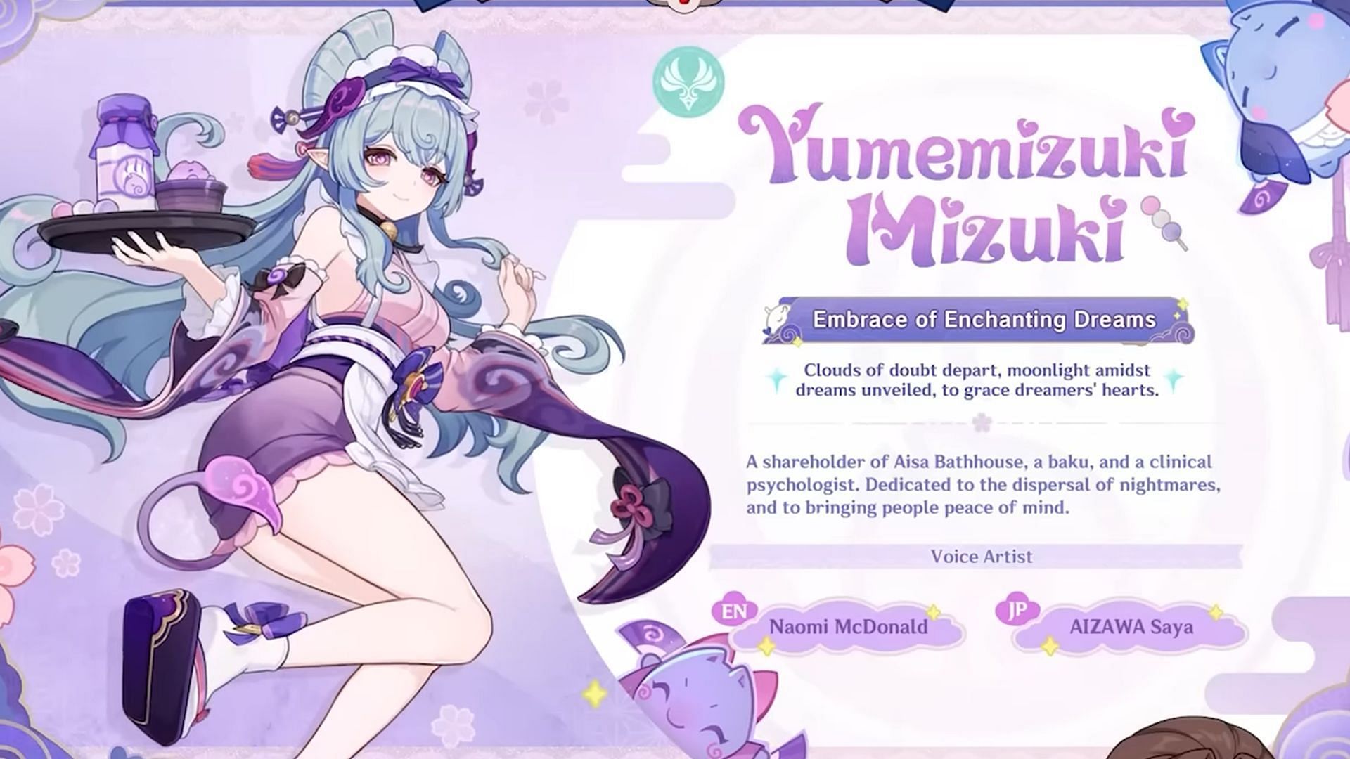 Mizuki&#039;s English voice actor was revealed during the official livestream (Image via HoYoverse)