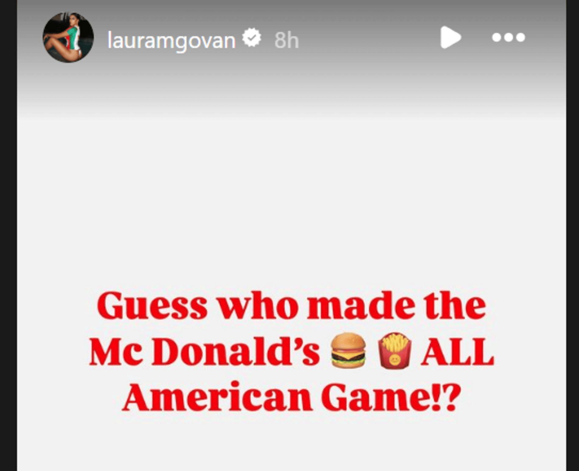 Laura Govan hints at Alijah Arenas being named a McDonald&#039;s All-American (Source: Instagram/ lauramgovan)